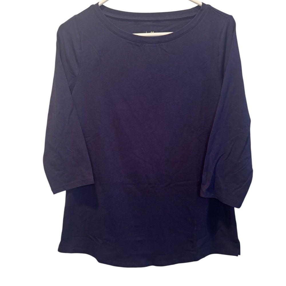 Belle by Kim Gravel Womens Navy Blue 3/4 Sleeve Knit Top XS NEW Minimalist